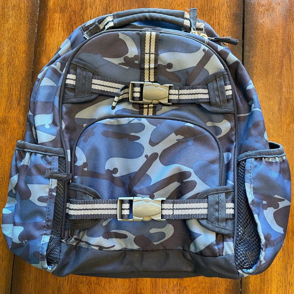 Pottery Barn Kids, Blue Skateboard Camo, Large Mackenzie Backpack